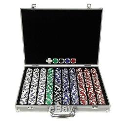 Poker Chip Set 1000 Texas Hold Em Chips Case Aluminum Holdem Trademark Holder