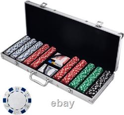 Poker Chip Set 11.5g Poker Set with Cards, Buttons, Carrying Case, and 500