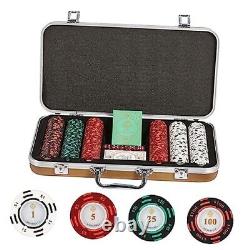 Poker Chip Set-300 Clay Poker Chips with Denominations 14g, 2 Decks of Cards