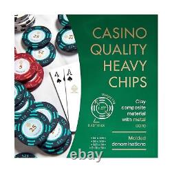 Poker Chip Set-300 Clay Poker Chips with Denominations 14g, 2 Decks of Cards