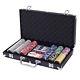 Poker Chip Set 300 Dice Chips Texas Hold'em Cards with Black Aluminum Case New