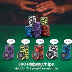 Poker Chip Set, 300 PCS/500 PCS 14 Gram Clay Poker Chips with Aluminum Case