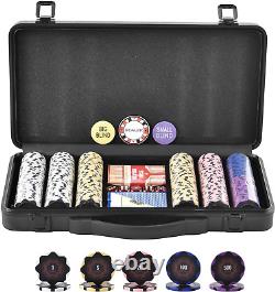 Poker Chip Set, 300-Piece Poker Set, Complete Poker Playing Game Set with Carryi