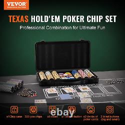 Poker Chip Set, 300-Piece Poker Set, Complete Poker Playing Game Set with Carryi