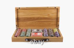 Poker Chip Set 300 Plastic Chips, Holiday Gift, Handmade Wooden Poker Set