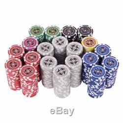 Poker Chip Set 500 Dice Chips Texas Hold'em Cards with Black Aluminum Case New