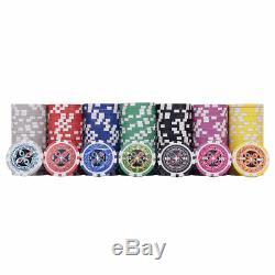 Poker Chip Set 500 Dice Chips Texas Hold'em Cards with Black Aluminum Case New