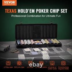 Poker Chip Set 500-Piece Complete Poker Playing Game Set