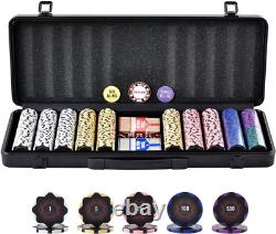 Poker Chip Set, 500-Piece Poker Set, Complete Poker Playing Game Set with Carryi