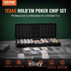 Poker Chip Set 500-Piece Poker Set Complete Poker Playing Game Set with Carrying