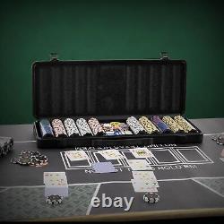 Poker Chip Set 500-Piece With Case Texas Holdem Cards 14g Casino Chips And Cards