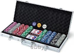 Poker Chip Set 500 with Case, Poker Set with 11.5 Gram Chips, Cards, Dices, Butt