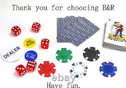 Poker Chip Set 500Pcs with Sturdy Carry Case Coved with Leather Striped Dice Chi