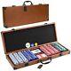 Poker Chip Set 500pcs with Sturdy Carry Case Coved with Leather Striped Dice