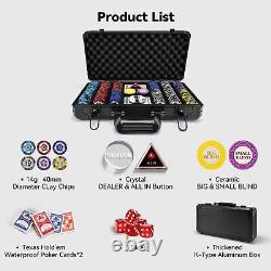 Poker Chip Set Casino Grade, High-Quality, Case, Cards, Buttons, Dice 300 Pcs