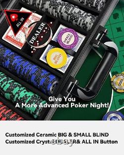 Poker Chip Set Casino Grade, High-Quality, Case, Cards, Buttons, Dice 300 Pcs