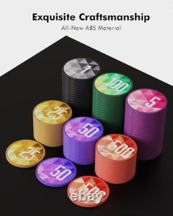 Poker Chip Set Denominations, 11.5g Weighted 500 Chips With Numbered Values
