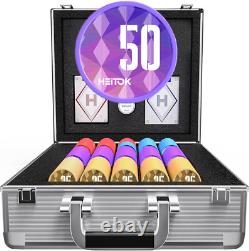 Poker Chip Set Denominations, 11.5g Weighted Numbered Casino Chips, 5 Dice, 2 De
