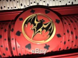 Poker Chip Set Red White And Blue Bacardi Rum Promo 219 Chips in A Red Box Mint
