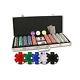 Poker Chip Set Striped 500 Pieces Dice Playing Cards Dealer Button Aluminum Case