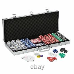 Poker Chip Set Texas Hold'Em Cards Dice Fat Cat 500Ct Carry Case Claytec Chips