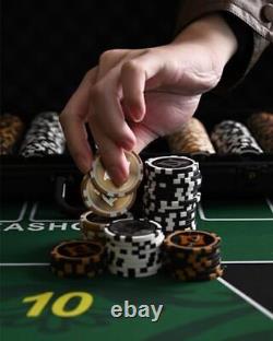 Poker Chip Set for Texas Hold'em Blackjack Texas Hold'em Black and Gold