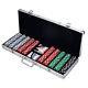 Poker Chip Set for Texas Holdem Blackjack Gambling with Carrying Case Cards B