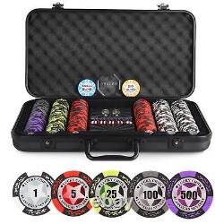 Poker Chip Set with Denominations, 300 PCS 14 Gram Clay Composite Casino Chip