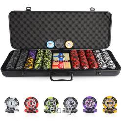 Poker Chip Set with Denominations, 500 PCS 14 Gram Clay Composite Casino Chip