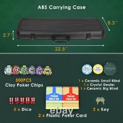 Poker Chip Set with Denominations, 500 PCS 14 Gram Clay Composite Casino Chip