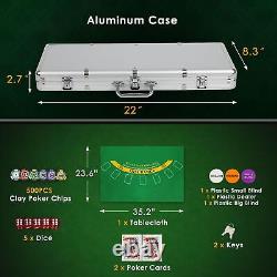 Poker Chip Set with Denominations, 500 PCS 14 Gram Clay Composite Casino Chip