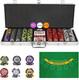 Poker Chip Set with Denominations, 500 PCS 14 Gram Clay Composite Casino Chips w