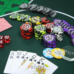 Poker Chip Set with Denominations, 500 PCS 14 Gram Clay Composite Casino Chips w