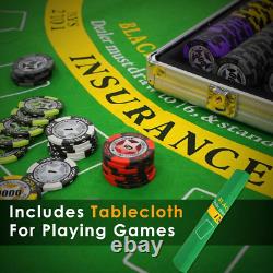 Poker Chip Set with Denominations, 500 PCS 14 Gram Clay Composite Casino Chips w