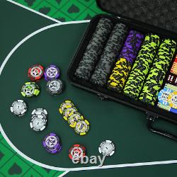 Poker Chip Set with Denominations, 500 PCS 14 Gram Clay Composite Casino Chips w