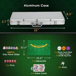 Poker Chip Set with Denominations, 500 PCS 14 Gram Clay Composite Casino Chips w