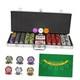 Poker Chip Set with Denominations, 500 PCS 14 Gram Clay Triple-locked Case