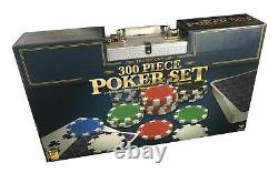 Poker Chips 300 Piece Set Aluminum Carry Case 0.4 oz ea w Playing Cards NEW