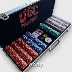 Poker Chips 500PCS Poker Chip Set USC Game Aluminum Case University Southern Cal