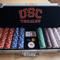 Poker Chips 500PCS Poker Chip Set USC Game Aluminum Case University Southern Cal