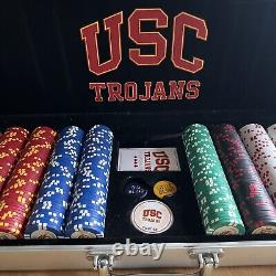 Poker Chips 500PCS Poker Chip Set USC Game Aluminum Case University Southern Cal