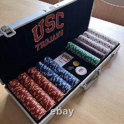 Poker Chips 500PCS Poker Chip Set USC Game Aluminum Case University Southern Cal