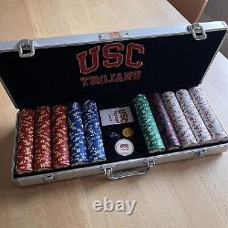 Poker Chips 500PCS Poker Chip Set USC Game Aluminum Case University Southern Cal