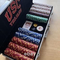 Poker Chips 500PCS Poker Chip Set USC Game Aluminum Case University Southern Cal