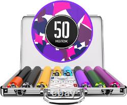 Poker Chips 500Pcs 11.5G with Denominations, Casino Numbered Chips Set with Alum