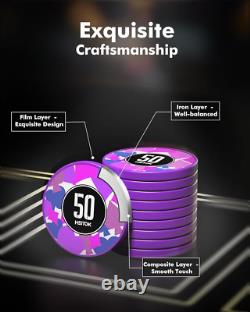 Poker Chips 500Pcs 11.5G with Denominations, Casino Numbered Chips Set with Alum