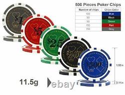 Poker Chips Set 500PCS Professional Poker Set 11.5 Gram Casino Chips with