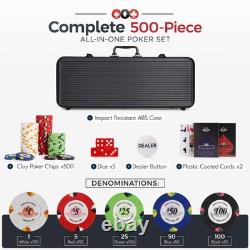 Poker Chips Set 500pc Monaco Casino 13.5g Clay Poker Chips Set by Versa Ga