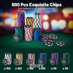 Poker Chips Set, 600 PCS Texas Hold'em Casino Chip Set withCarrying Case