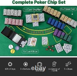 Poker Chips Set, 600 PCS Texas Hold'em Casino Chip Set withCarrying Case